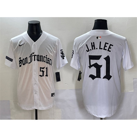 Men's San Francisco Giants #51 Jung Hoo Lee White "Gothic Fog Edition" Vapor Premier Limited Stitched Baseball Jersey