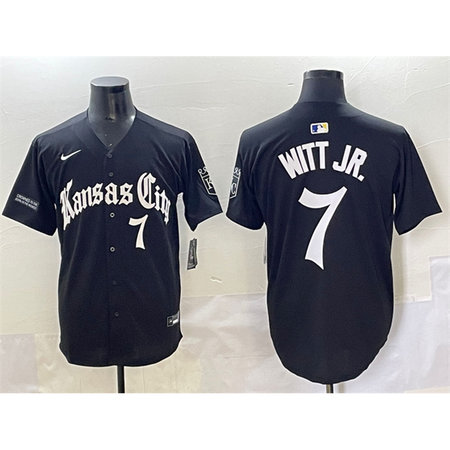 Youth Kansas City Royals #7 Bobby Witt Jr. Black "Gothic Crown Edition" Vapor Premier Limited Stitched Baseball Jersey