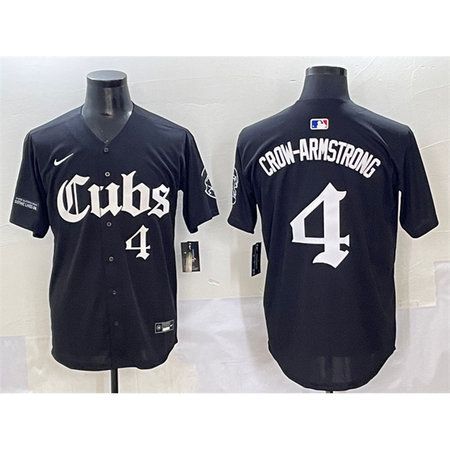 Youth Chicago Cubs #4 Pete Crow-Armstrong Black "Gothic North Side Edition" Vapor Premier Limited Stitched Baseball Jersey