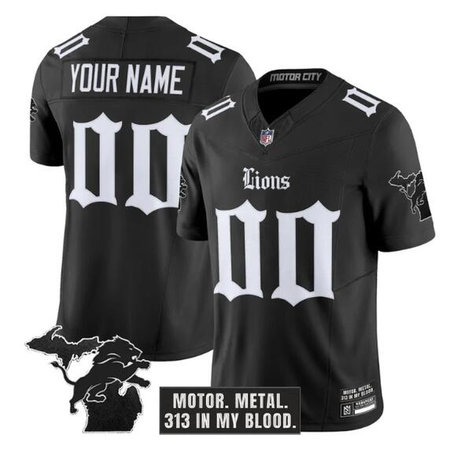 Youth Detroit Lions Black 2025 F.U.S.E. "Gothic Motor Grit Edition" Vapor Limited Stitched Football Custom Jersey