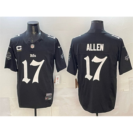 Youth Buffalo Bills #17 Josh Allen Black F.U.S.E. "Gothic Cold Front Edition" With 4-Star C Patch Vapor Limited Stitched Football Jersey