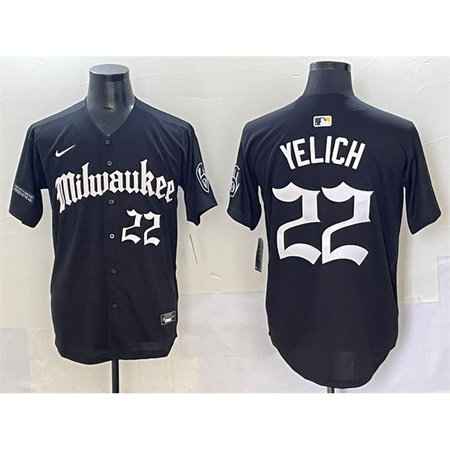 Youth Milwaukee Brewers #22 Christian Yelich Black "Gothic 414 Shadows Edition" Vapor Premier Limited Stitched Jersey