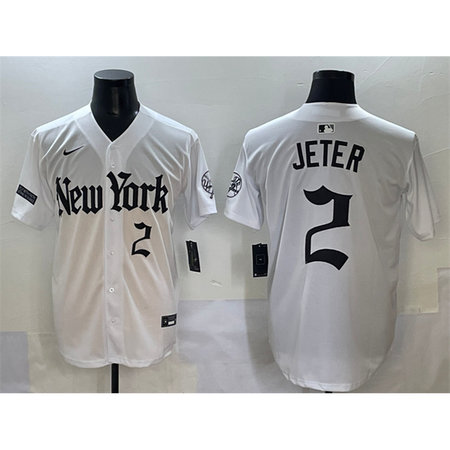 Youth New York Yankees #2 Derek Jeter White "Gothic Legacy Edition" Vapor Premier Limited Stitched Baseball Jersey
