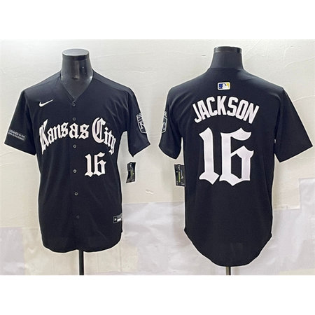 Youth Kansas City Royals #16 Bo Jackson Black "Gothic Crown Edition" Vapor Premier Limited Stitched Baseball Jersey