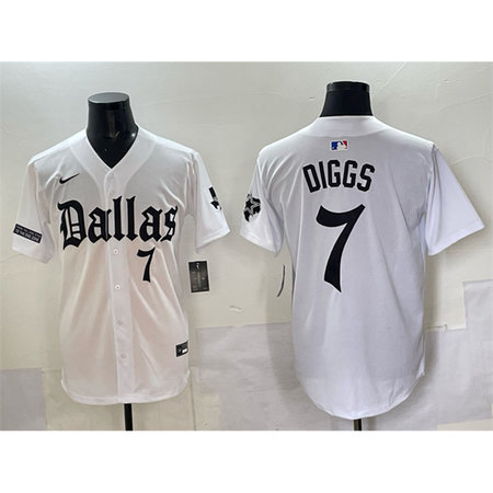 Youth Dallas Cowboys #7 Trevon Diggs White "Gothic Lone Star Edition" Limited Stitched Baseball Jersey