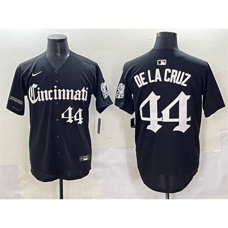 Men's Cincinnati Reds #44 Elly De La Cruz Black "Gothic Queen City Edition" Vapor Premier Limited Stitched Baseball Jersey