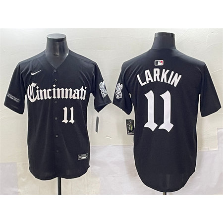 Youth Cincinnati Reds #11 Barry Larkin Black "Gothic Queen City Edition" Vapor Premier Limited Stitched Baseball Jersey