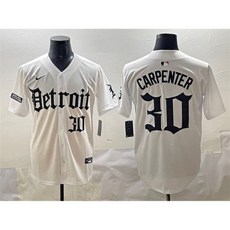 Men's Detroit Tigers #30 Kerry Carpenter White "Motor Gothic Edition" Vapor Premier Limited Stitched Baseball Jersey