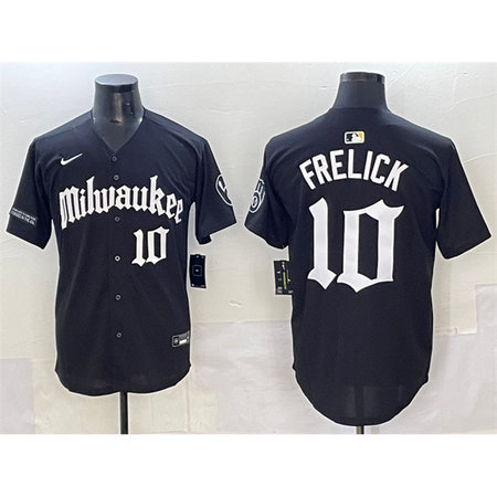 Youth Milwaukee Brewers #10 Sal Frelick Black "Gothic 414 Shadows Edition" Vapor Premier Limited Stitched Jersey