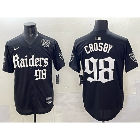 Youth Las Vegas Raiders #98 Maxx Crosby Black "Gothic Sin City Shadows Edition" With 65th Anniversary Patch Vapor Limited Stitched Baseball Jersey