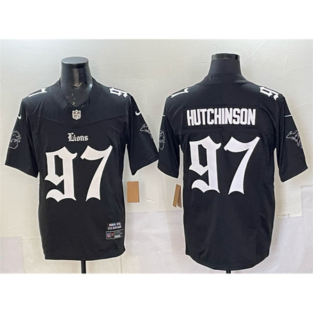 Youth Detroit Lions #97 Aidan Hutchinson Black 2025 F.U.S.E. "Gothic Motor Grit Edition" Vapor Limited Stitched Football Jersey