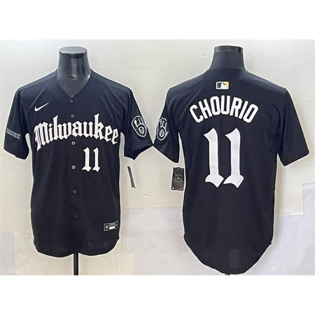 Youth Milwaukee Brewers #11 Jackson Chourio Black "Gothic 414 Shadows Edition" Vapor Premier Limited Stitched Jersey