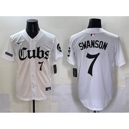 Youth Chicago Cubs #7 Dansby Swanson White "Gothic North Side Edition" Vapor Premier Limited Stitched Baseball Jersey