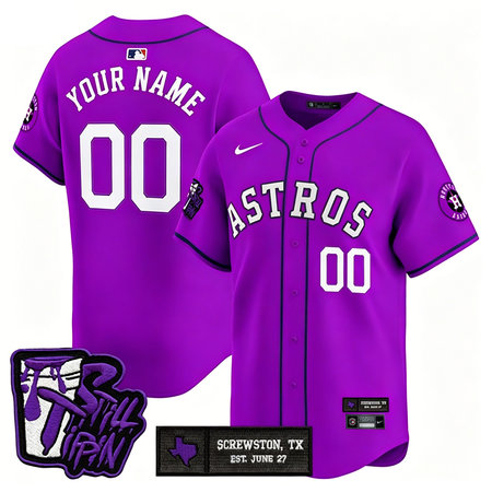 Youth Houston Astros Still Tippin Purple Patch Vapor Limited Stitched Baseball Custom Jersey