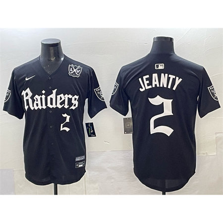 Youth Las Vegas Raiders #2 Ashton Jeanty Black "Gothic Sin City Shadows Edition" With 65th Anniversary Patch Vapor Limited Stitched Baseball Jersey