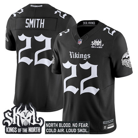 Youth Minnesota Vikings #22 Harrison Smith Black 2025 F.U.S.E. Kings of the North Patch "Gothic Norseblood Edition" Vapor Untouchable Limited Stitched Football Jersey