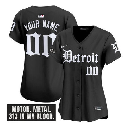Women's Detroit Tigers Black "Motor Gothic Edition" Vapor Premier Limited Stitched Baseball Custom Jersey