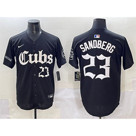 Youth Chicago Cubs #23 Ryne Sandberg Black "Gothic North Side Edition" Vapor Premier Limited Stitched Baseball Jersey