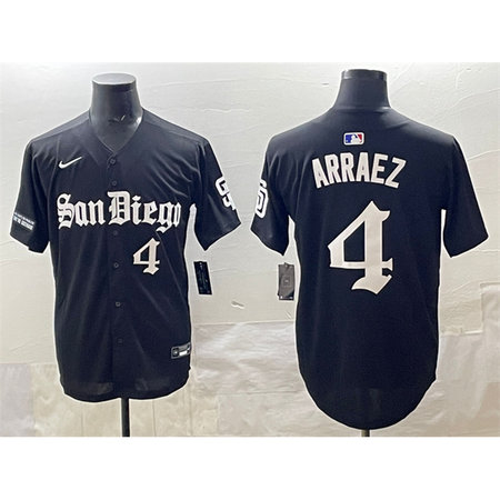 Youth San Diego Padres #4 Luis Arraez Black Gothic Edition Vapor Limited Stitched Baseball Jersey