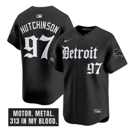 Youth Detroit Lions #97 Aidan Hutchinson Black "Motor Gothic Edition" Vapor Premier Limited Stitched Jersey