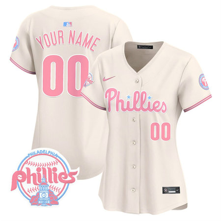 Women's Philadelphia Phillies Bubblegum Cream Vapor Premier Limited Custom Jersey
