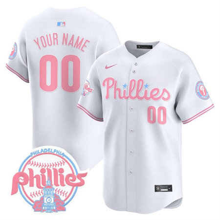 Youth Philadelphia Phillies Bubblegum White Vapor Premier Limited Stitched Custom Jersey