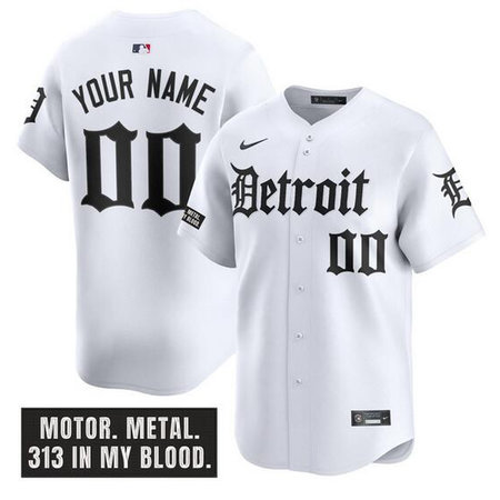 Youth Detroit Tigers White "Motor Gothic Edition" Vapor Premier Limited Stitched Baseball Custom Jersey