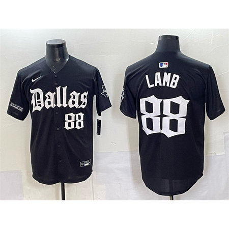 Men's Dallas Cowboys #88 CeeDee Lamb Black "Gothic Lone Star Edition" Limited Stitched Baseball Jersey