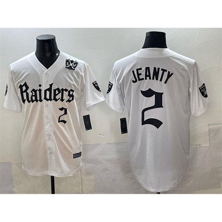 Youth Las Vegas Raiders #2 Ashton Jeanty White "Gothic Sin City Shadows Edition" With 65th Anniversary Patch Vapor Limited Stitched Baseball Jersey