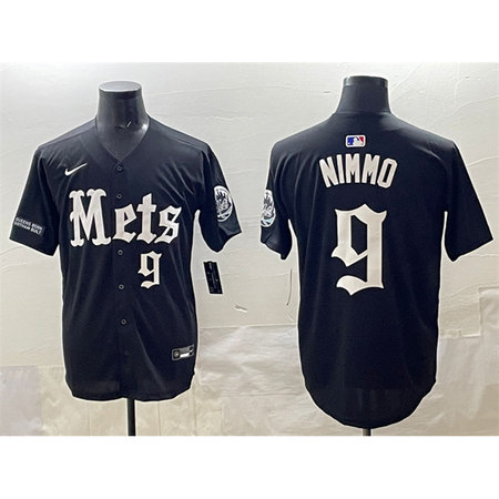 Youth New York Mets #9 Brandon Nimmo Black "Gotham Gothic Edition" Vapor Premier Limited Stitched Baseball Jersey