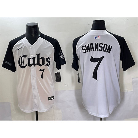 Men's Chicago Cubs #7 Dansby Swanson White "Gothic North Side Edition" Vapor Premier Limited Stitched Baseball Jersey