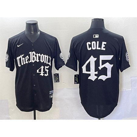 Men's New York Yankees #45 Gerrit Cole Black "Gothic Legacy Edition" Vapor Premier Limited Stitched Baseball Jersey