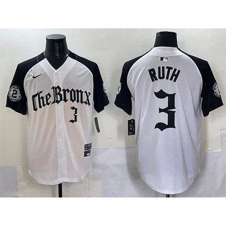 Youth New York Yankees #3 Babe Ruth White "Gothic Legacy Edition" Vapor Premier Limited Stitched Baseball Jersey
