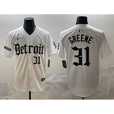 Youth Detroit Tigers #31 Riley Greene White "Motor Gothic Edition" Vapor Premier Limited Stitched Baseball Jersey