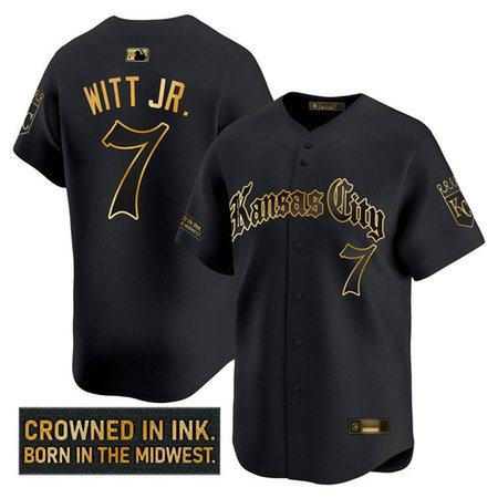 Youth Kansas City Royals #7 Bobby Witt Jr. Black "Gothic Crown Edition" Vapor Limited Stitched Baseball Jersey