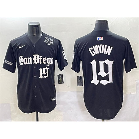 Youth San Diego Padres #19 Tony Gwynn Black Gothic Edition Vapor Limited Stitched Baseball Jersey