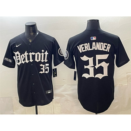 Men's Detroit Tigers #35 Justin Verlander 2026 Black "Motor Gothic Edition" Vapor Premier Limited Stitched Baseball Jersey