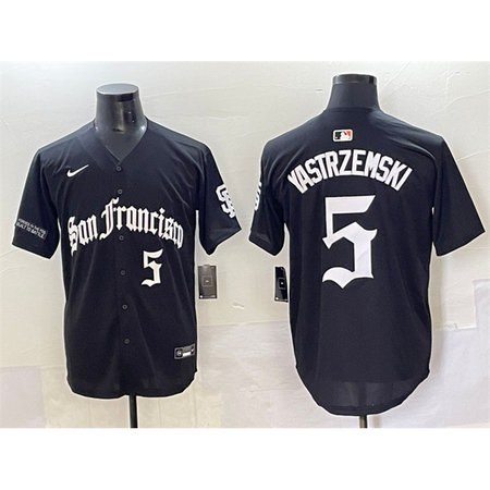 Men's San Francisco Giants #5 Mike Yastrzemski Black "Gothic Fog Edition" Vapor Premier Limited Stitched Baseball Jersey