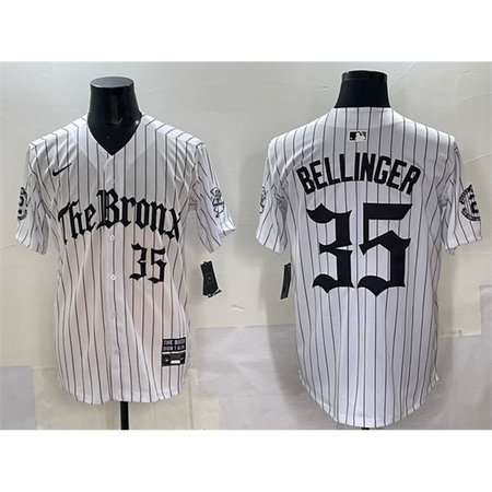 Men's New York Yankees #35 Cody Bellinger White Pinstripe "Gothic Legacy Edition" Vapor Premier Limited Stitched Baseball Jersey