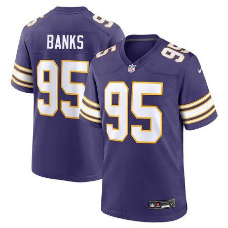 Men's Minnesota Vikings Caleb Banks Purple 2026 NFL Draft Game Jersey