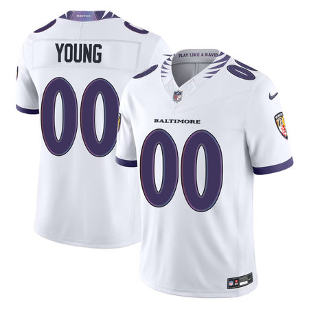 Men's Baltimore Ravens Zion Young White 2026 NFL Draft Vapor F.U.S.E. Limited Jersey