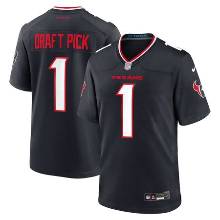 Men's Houston Texans #1 Nike Navy 2025 NFL Draft First Round Pick No. 25 Game Jersey