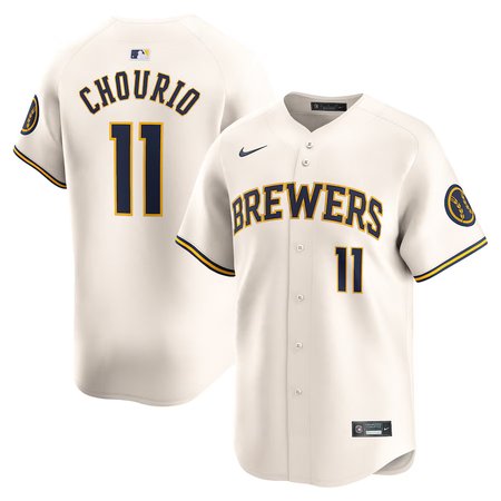 Men's Milwaukee Brewers #11 Jackson Chourio Nike Cream Home Limited Player Jersey