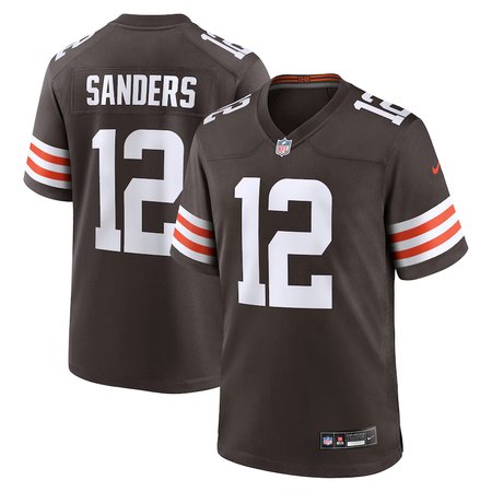 Men's Cleveland Browns #12 Shedeur Sanders Nike Brown 2025 NFL Draft Game Jersey