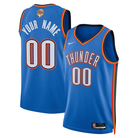 Youth Oklahoma City Thunder Nike Blue 2025 NBA Finals Patch Swingman Icon Edition Custom Jersey