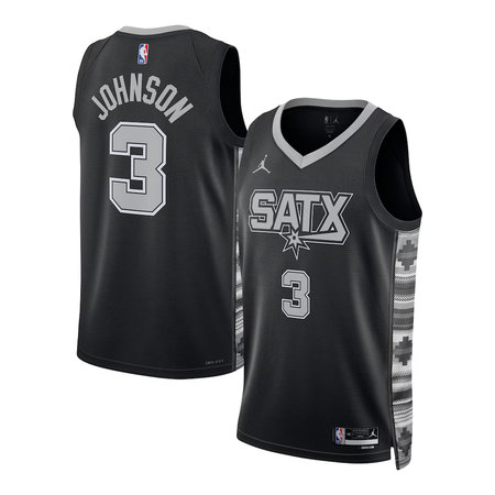 Youth San Antonio Spurs #3 Keldon Johnson Black Swingman Statement Edition Jersey