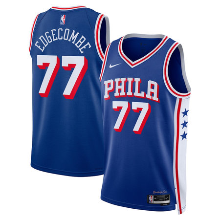 Youth Philadelphia 76ers #77 V. J. Edgecombe Blue Swingman Icon Edition Jersey