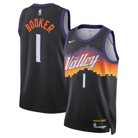 Youth Phoenix Suns #1 Devin Booker Nike Black 2025/26 Swingman City Edition Jersey