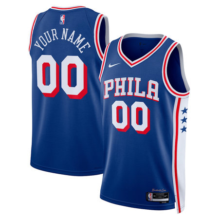 Youth Philadelphia 76ers Blue Swingman Icon Edition Custom Jersey
