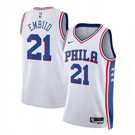 Women's Philadelphia 76ers #21 Joel Embiid White 2022/23 Swingman Association Edition Jersey